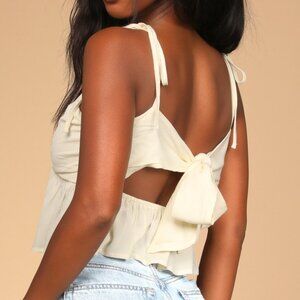 Lulus Back To Love Cream Tie-back Cami Top Beige - Size M